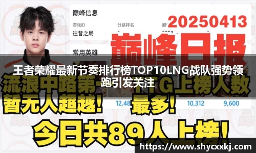 王者荣耀最新节奏排行榜TOP10LNG战队强势领跑引发关注